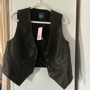 Black faux leather vest